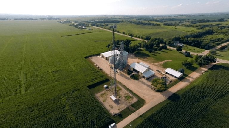 drone shot of a farm
