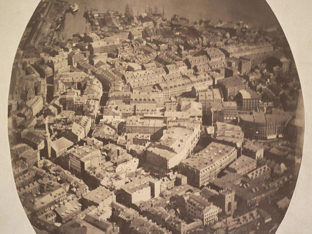 world's oldest aerial photograph, taken from a hot air balloon circa 1783