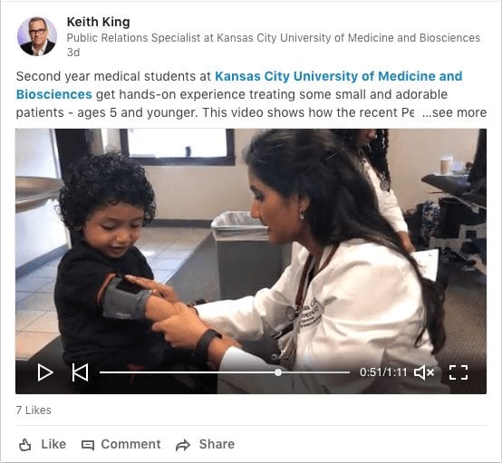 Linkedin Video Ad highlight a medical school program.