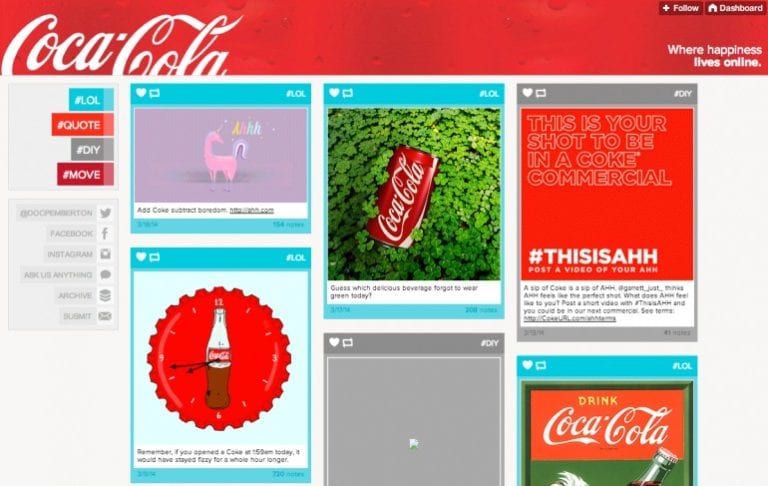 Coca-Coloa social medai posts.