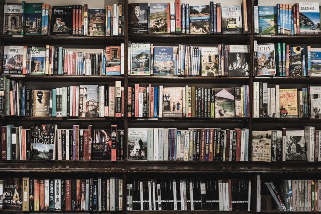 shelves full of books