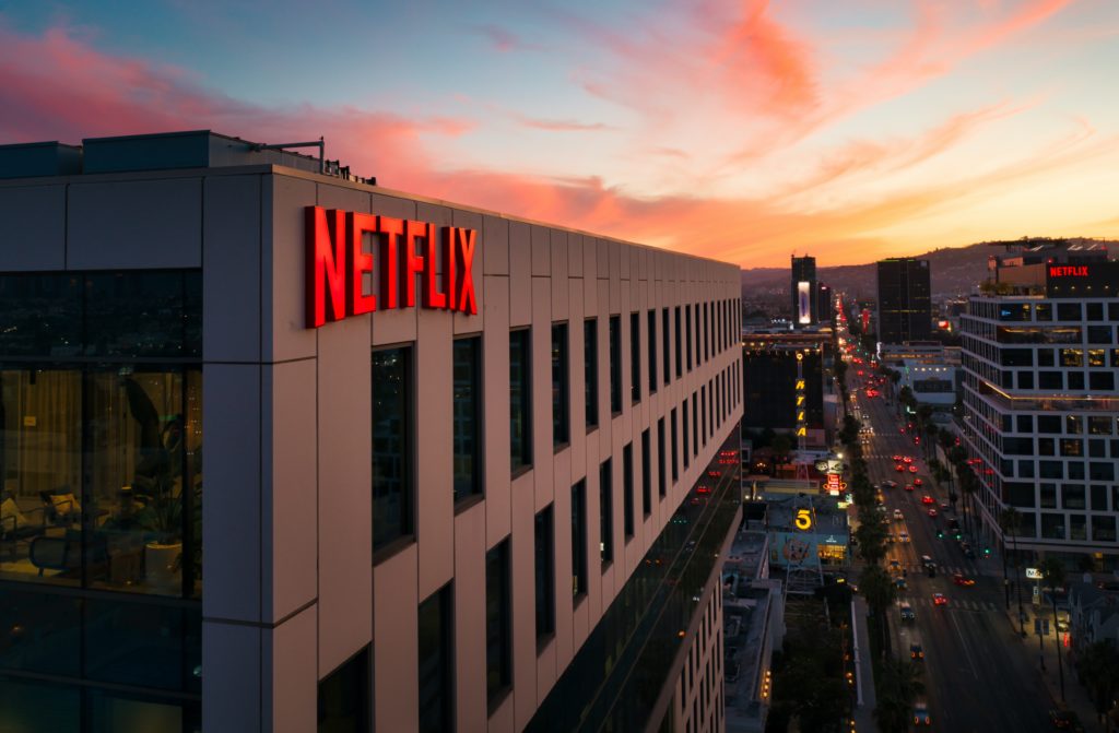 Netflix building headquarters at sunset